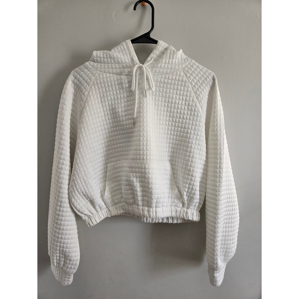 Boutique‎ White Cropped Drawstring Hoodie